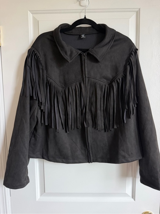SHEIN Jackets & Blazers - Black Fringe Suede Jacket - Women